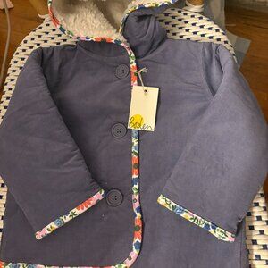 NWT Mini Boden Girls 12-18 months PURPLE Corduroy Jacket with Floral Lining